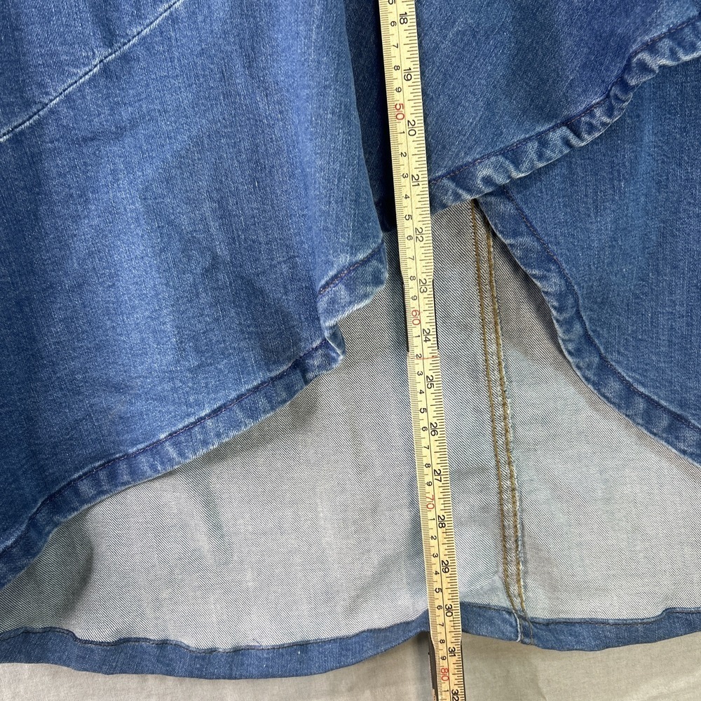 One 5 One Denim Jean Skirt Womens Ruffle Hem Blue Y2K Retro Boho Asymmetrical 3X - Picture 8 of 15